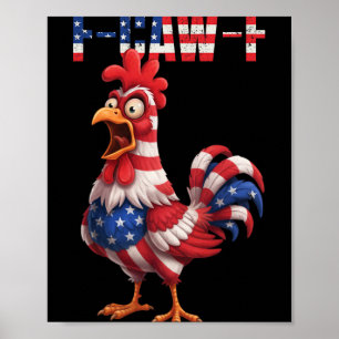 Póster Gallina divertida humorístico bandera de EE. UU. c