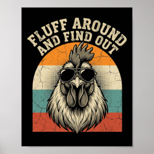 Póster Gallina divertida meme gallo gracioso Fluff Around