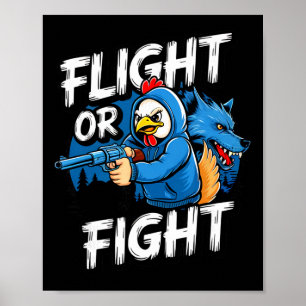 Póster Gallina Matón Enojada Vuelo O Respuesta De Lucha D