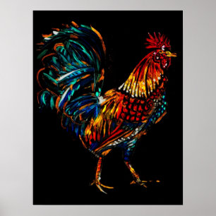 Póster gallo colorido