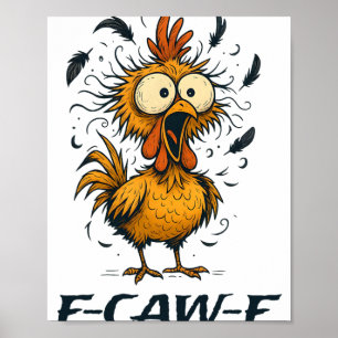 Póster Gallo de ave divertido F-caw-f gráfico para hombre