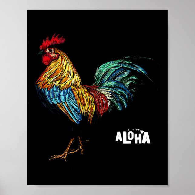 Póster gallo de gallina hawaii aloha hawaiian 157 (Frente)
