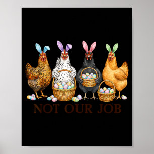 Póster Gallo de Pascua divertido no trabajo huevos granja