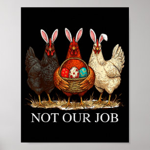Póster Gallo de Pascua divertido no trabajo huevos granja