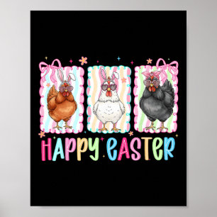 Póster Gallo de Pascua Feliz Elegante Lazo Coqueto Lindo