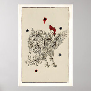 Póster Gallo, Diseño Original Inspirado en Música Rock