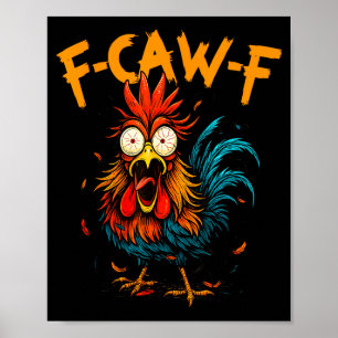 Póster Gallo divertido café de pollo Fcawf