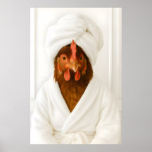 Gallo Divertido en Baño, Gallo con Bata de Baño