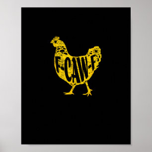 Póster Gallo divertido F-Caw-F gallina Avicultura Coop de