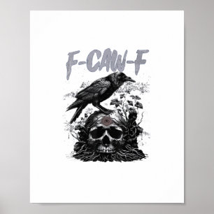 Póster Gallo divertido F-Caw-F Gracioso Halloween Retro C