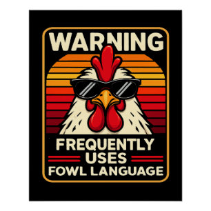 Póster Gallo Divertido - Lenguaje Soez – Humor Pollo