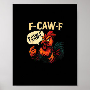 Póster Gallo Enfadado Divertido Gráfico Estilo Retro F Ca