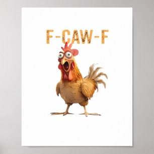 Póster Gallo que grita divertido F graznido F humor