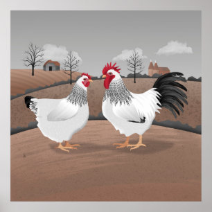 Póster Gallo y gallina