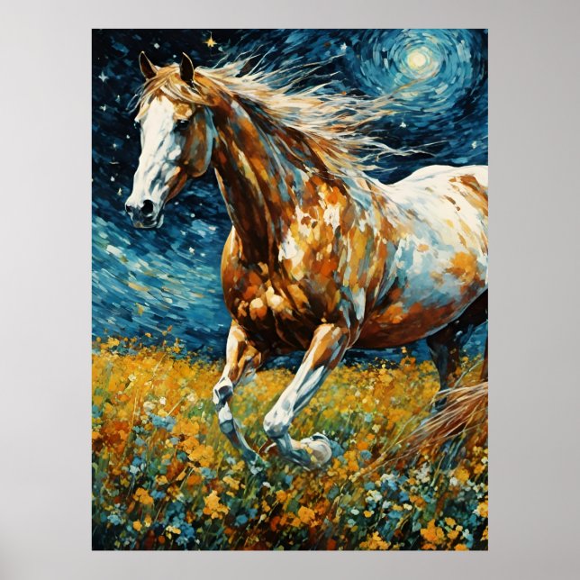 Póster Galloping Pinto Stallion Van Gogh (Frente)