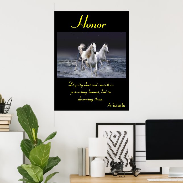 Póster Gallops de honor a través de onduladas olas oceáni (Oficina en casa)