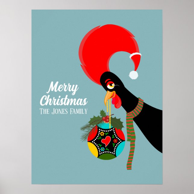 Póster Gallos portugueses y Navidades holandeses baubles (Frente)