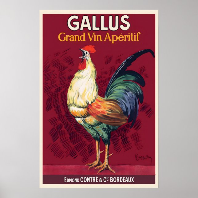 Póster Gallus Grand Vin Aperitif Vintage Comida&Bebida (Frente)