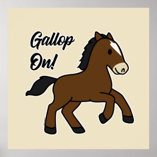 Póster ¡Galopa! Diseño adorable de caballo Kawaii
