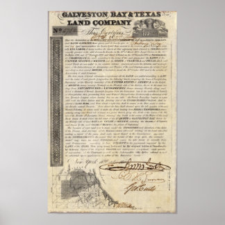 Póster Galveston Bay y Texas Land Company