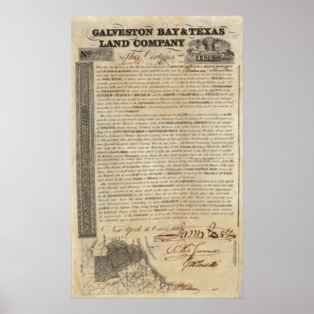 Póster Galveston Bay y Texas Land Company (Frente)