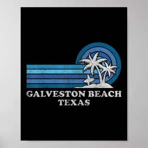 Póster Galveston Beach Texas Family Summer Vacation Vinta
