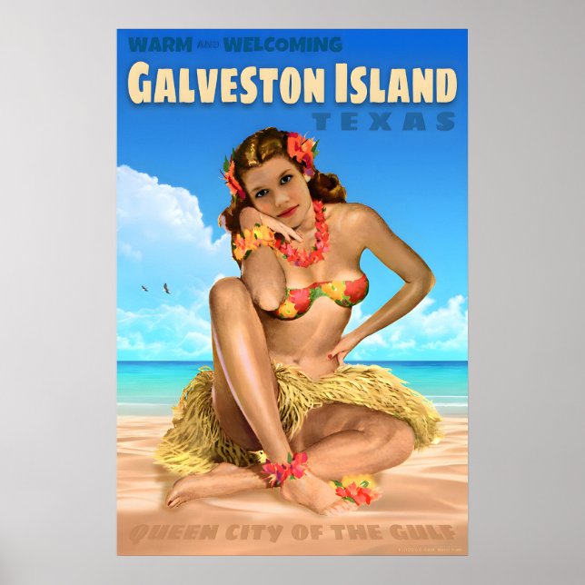 Póster Galveston Island Texas Travel Poster Sea Eagle (Frente)