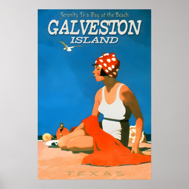 Póster Galveston Island Texas Travel Repro Poster Beach (Frente)