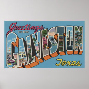 Póster Galveston, Texas - Escenas de letras grandes