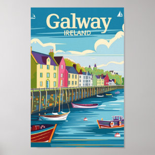 Póster Galway Ireland Vintage Famoso Travel Place