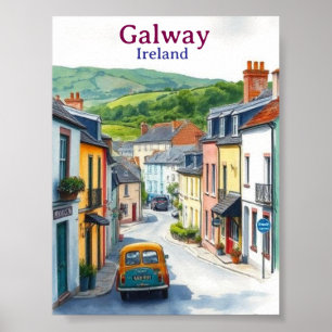 Póster Galway Irlanda Antiguo Lugar de Viaje Famoso