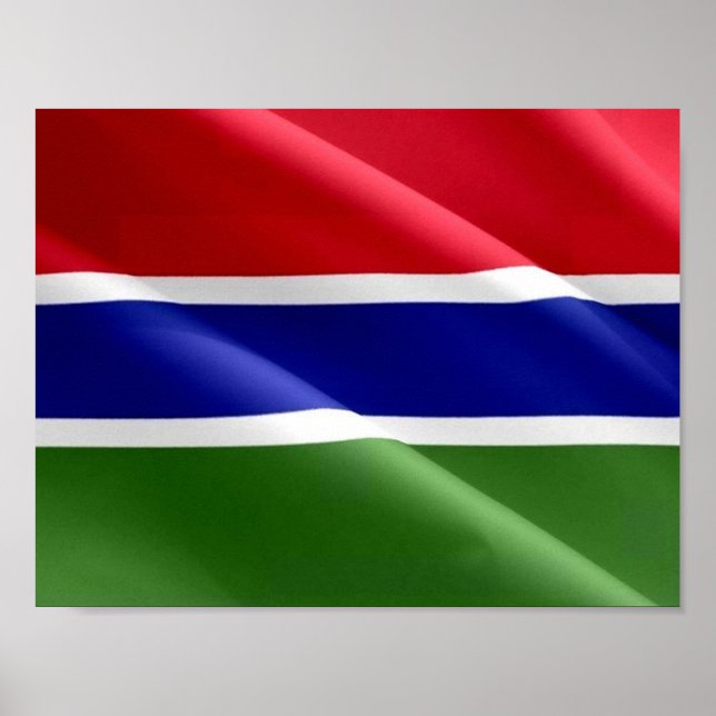 Póster Gambia - Bandera ondeando - (Frente)
