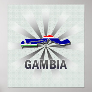 Póster Gambia Flag Map 2.0