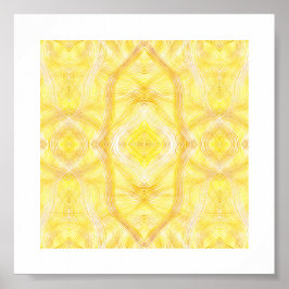 Póster Gamboge Abstract Yellow White Watercolor Art
