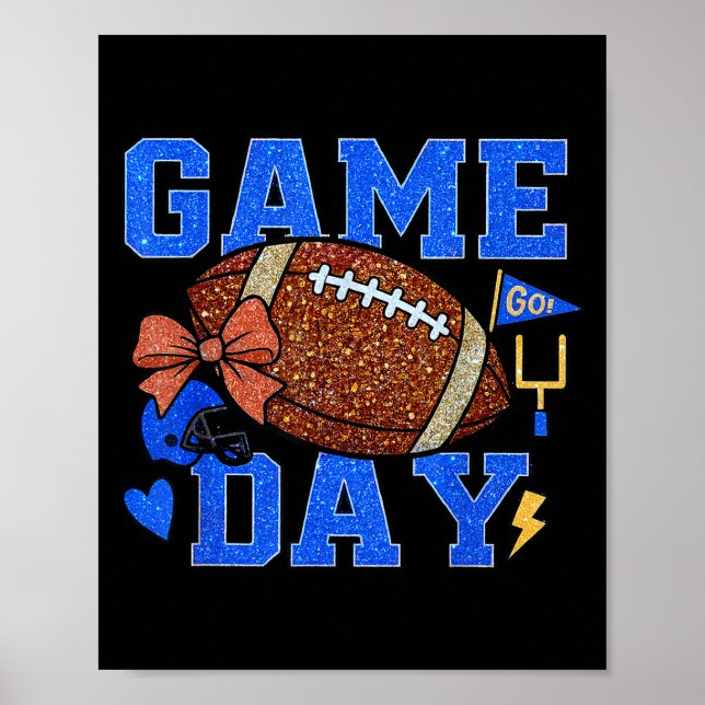 Póster Game Day Football Season Football Mama Blue Gold B (Frente)