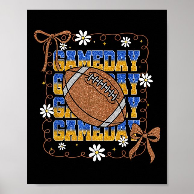Póster Game Day Football Season Football Mama Girl Blue G (Frente)