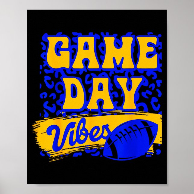 Póster Game Day Vibes Football Season Football Blue Gold  (Frente)