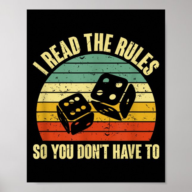 Póster Game Night Adults Funny Board Games I Read The Rul (Frente)