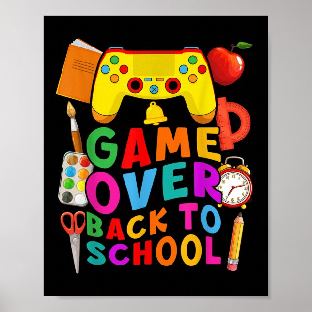 Póster Game Over Back To School Gamer Controller 1st Day  (Frente)