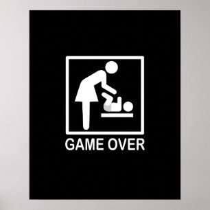 Póster Game Over Mom Humorous Signage