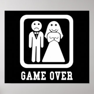 Póster Game Over | Regalo de Despedida de Soltero (Negro/