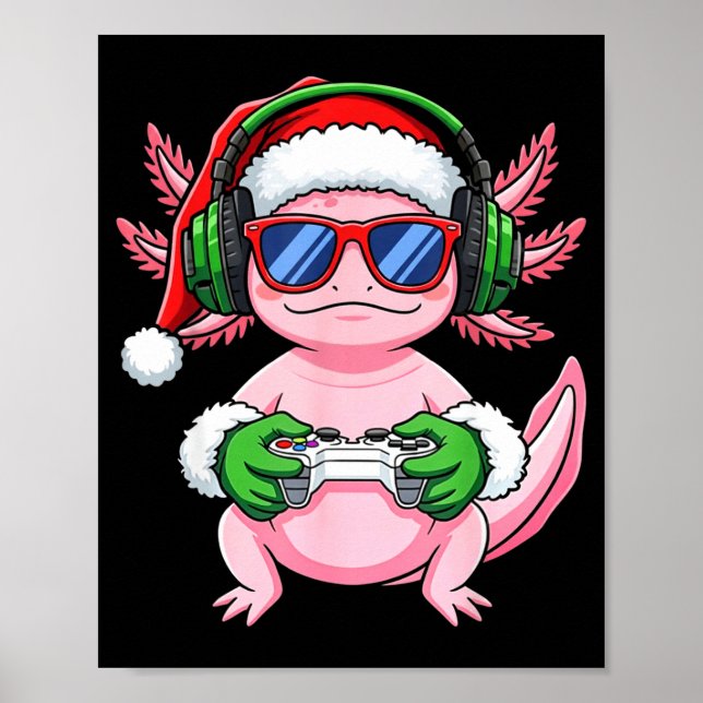 Póster Gamer Axolotl Christmas Shirt Funny Video Game San (Frente)