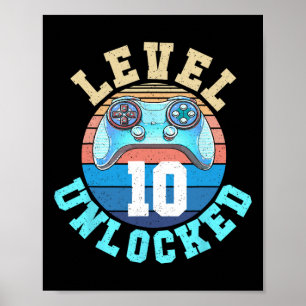 Póster Gamer Boy Level 10 Videojuego desbloqueado 10 º na
