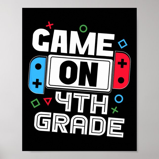 Póster Gamer Ck To School Funny Game 4th Grade Kids Boys  (Frente)