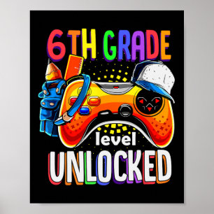 Póster Gamer Ck To School Gamepad Sexto Nivel de 6to Grad