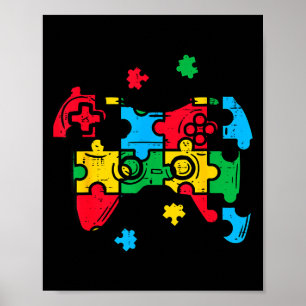 Póster Gamer Conciencia del Autismo Asd Gaming Niños Homb