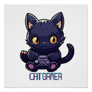 Póster Gamer de gatos