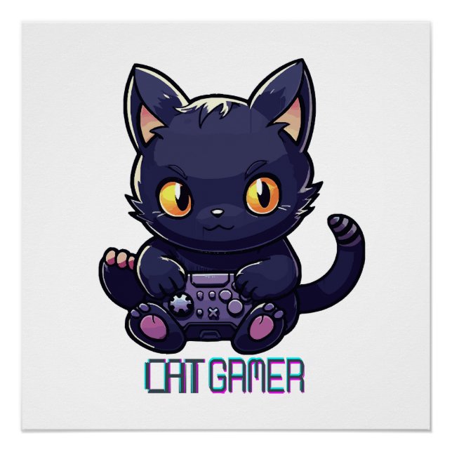 Póster Gamer de gatos (Anverso)