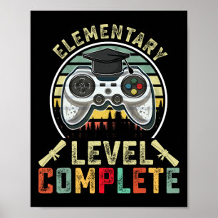 Póster Gamer de nivel elemental completo Graduado element