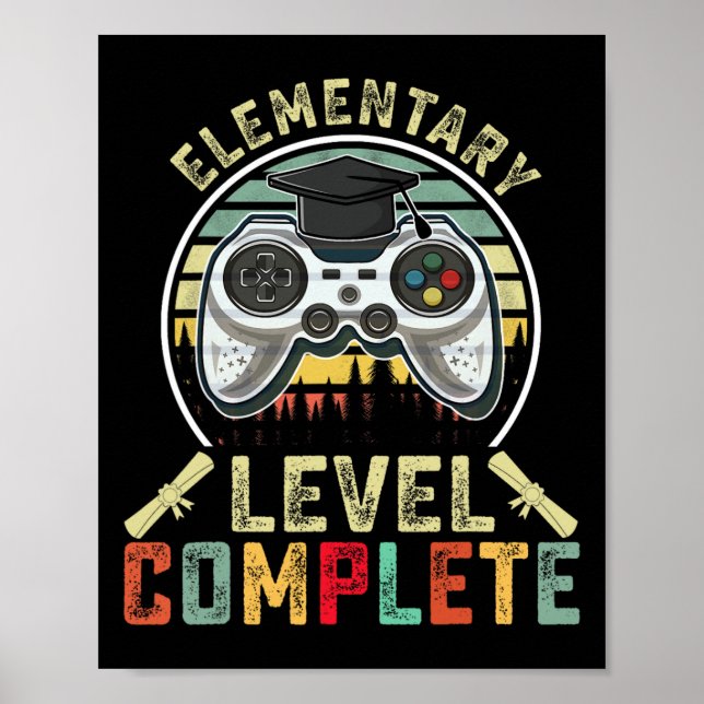 Póster Gamer de nivel elemental completo Graduado element (Frente)